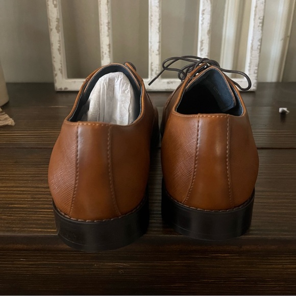 New Steven Madden men’s Fenyx Cognac dress shoes lace-up heel height 11 brown - Picture 7 of 15